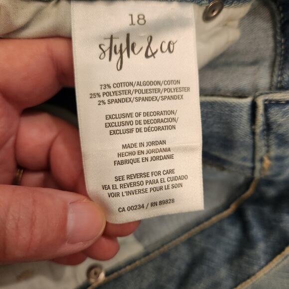 STYLE & CO Blue Denim Embroidered Birds Boho Cottagecore Mini Skirt Women 18 NEW - Picture 6 of 12